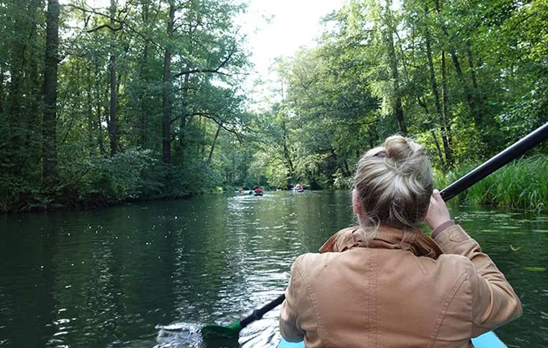 Paddling in the Spreewald by canoe